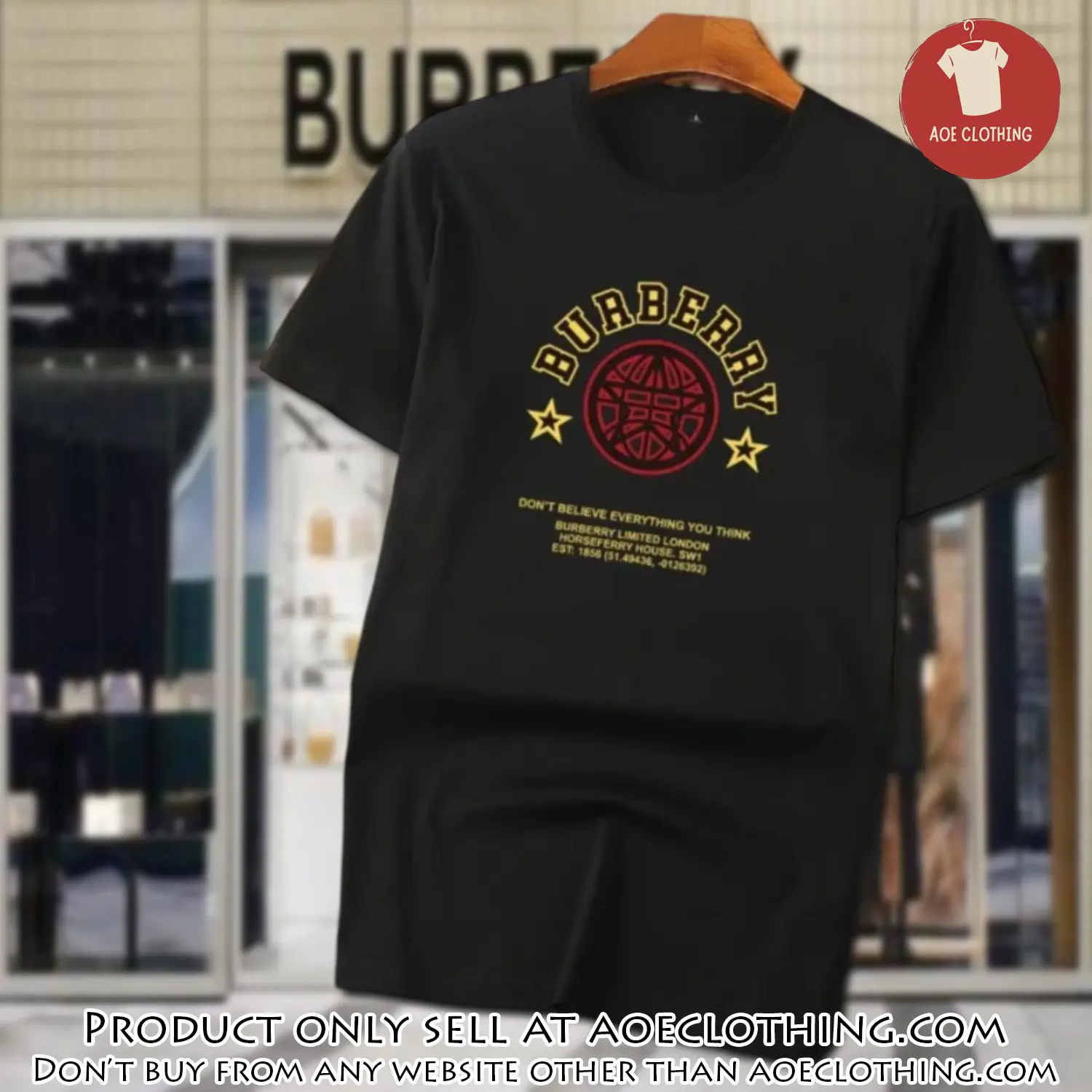 Burberry new black luxury brand unisex tshirt outfit for men women aoe1749049